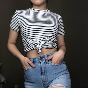 high neck stripe shirt